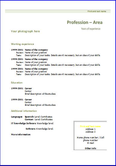 cv templates  chronological 1   resume templates